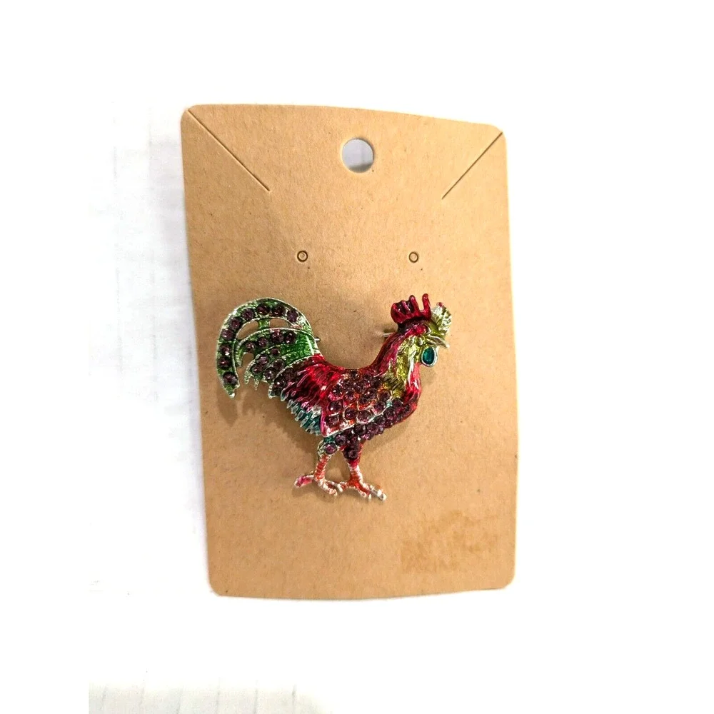 Rooster Colorful Crystal‎ Rhinestones & Enamel Brooch Pin